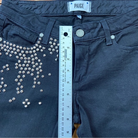 Paige black studded black jeans lightweight denim low rise waist size 27 - Picture 9 of 13